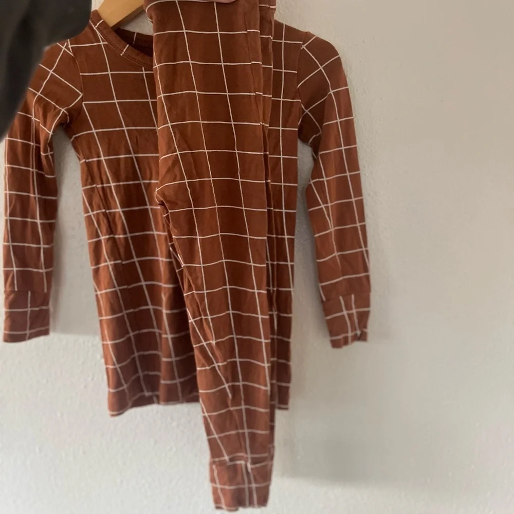 Kids Brown Checkered Pajama Set